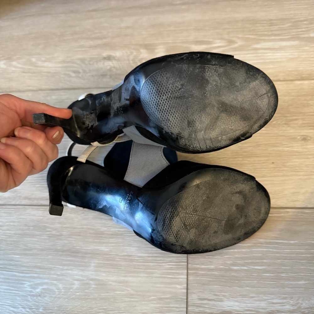 VIRAL SOLD OUT Zara Basic Black and Gray High Heel stiletto pumps leather block - Picture 10 of 10